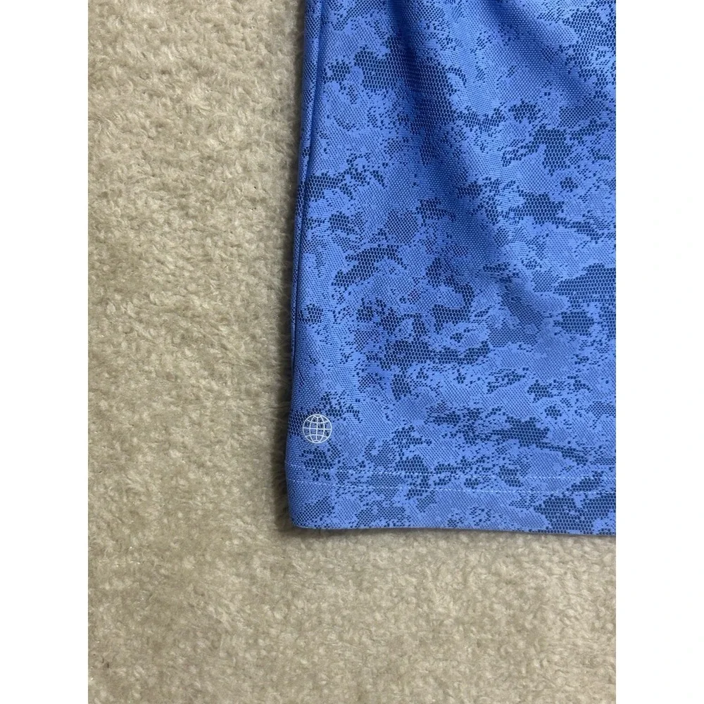 Adidas Polo Shirt Mens 2XL Blue Camo Golf Performance Logo US OPEN 123RD‎ Preppy